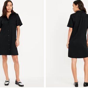 Old Navy Black Casual Button Down Shirt Dress - BRAND NEW